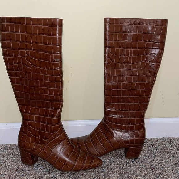 Womens New Naturalizer Melanie Brown Croco Boots - Picture 1 of 8